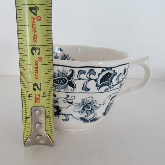 Nikko Tableware Japan White Blue Cup and Saucer Japan Ming Tree Pattern Set 8pcs - Picture 12 of 13